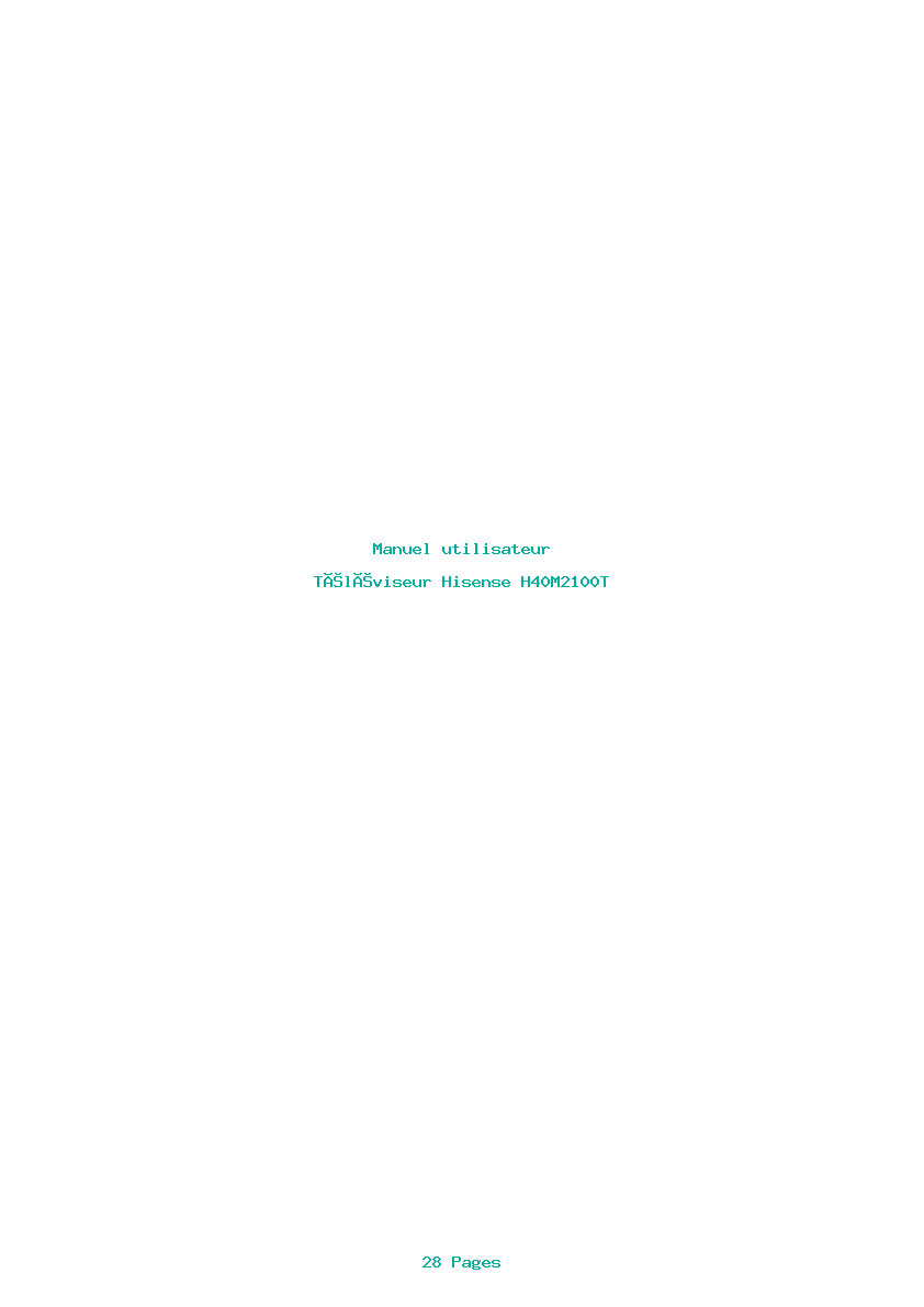 Page 1 de la notice Manuel utilisateur Hisense H40M2100T