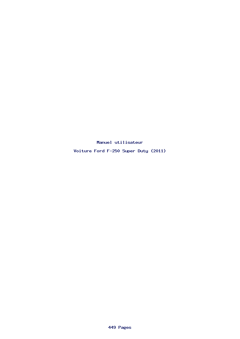 Page 1 de la notice Manuel utilisateur Ford F-250 Super Duty (2011)