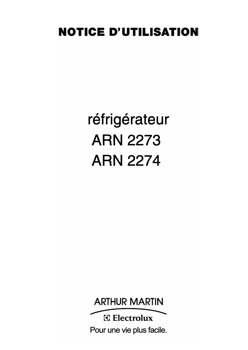Página 1 del manual Manual de usuario Arthur Martin-Electrolux ARN2274