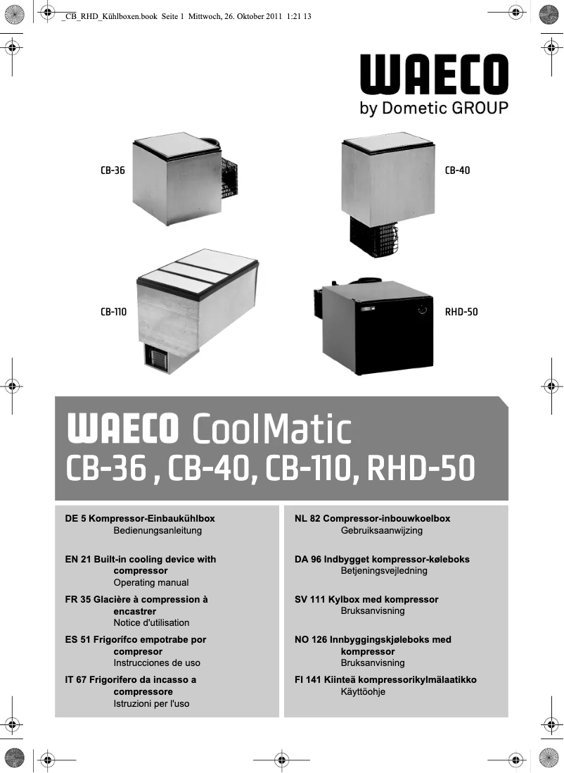Page 1 de la notice Manuel utilisateur Waeco CoolMatic CB-36