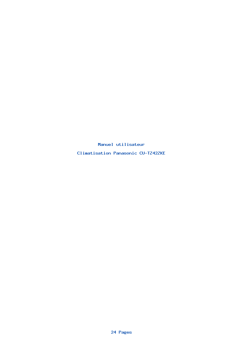 Page 1 de la notice Manuel utilisateur Panasonic CU-TZ42ZKE