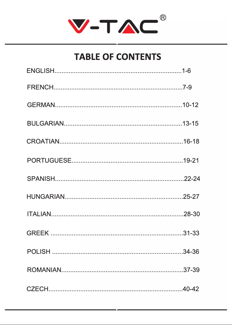 Page 1 de la notice Manuel utilisateur V-TAC VT-3517