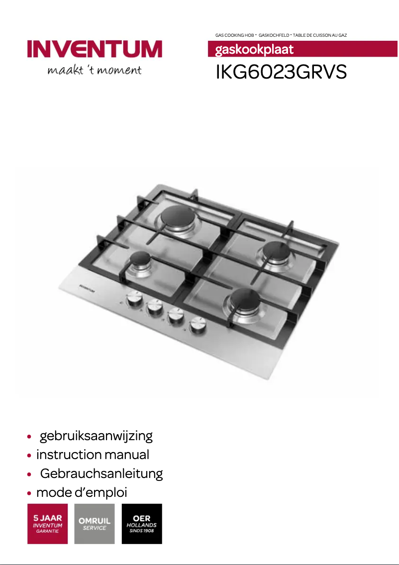 Page 1 de la notice Manuel utilisateur Inventum IKG6023GRVS