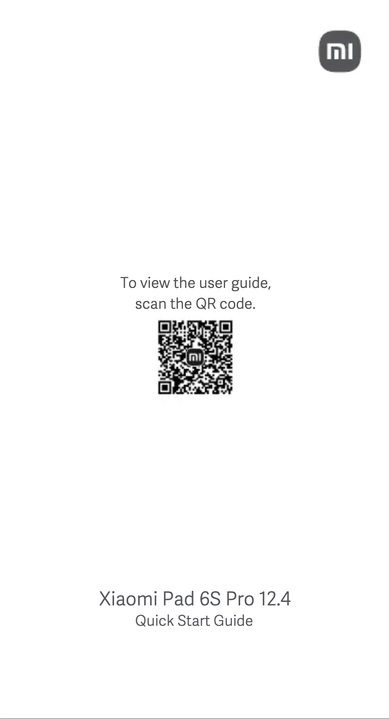 Page 1 de la notice Manuel utilisateur Xiaomi Pad 6S Pro 12.4