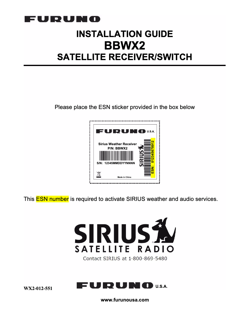 Página 1 del manual Manual de usuario Furuno BBWX2