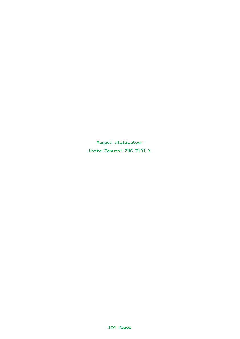 Page 1 de la notice Manuel utilisateur Zanussi ZHC 7131 X