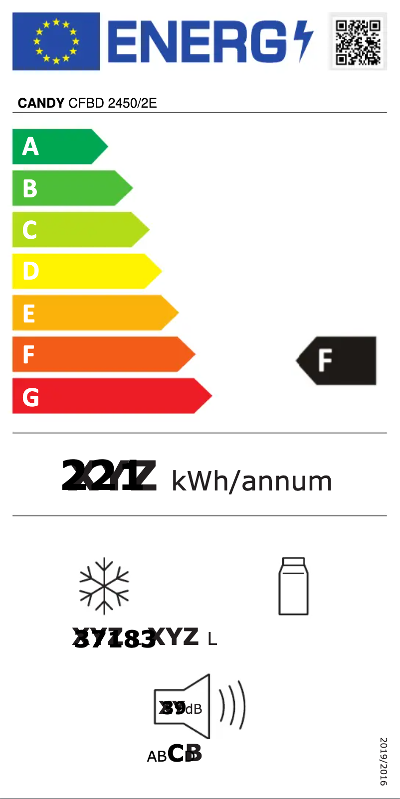 Página 1 del manual Etiqueta energética Candy CFBD 2450/2E