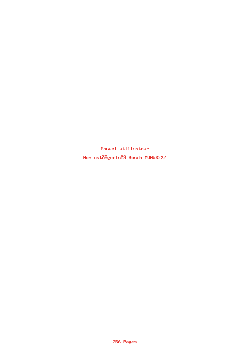 Page 1 de la notice Manuel utilisateur Bosch MUM58227