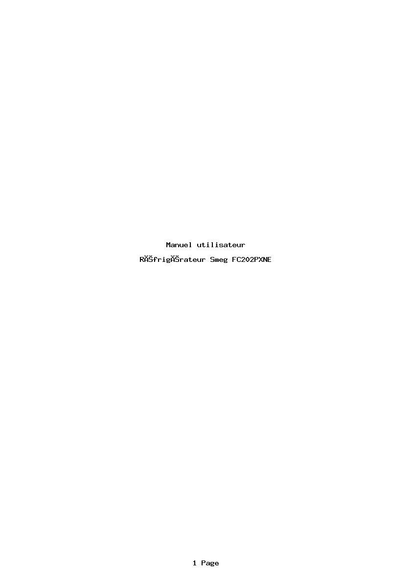 Page 1 de la notice Manuel utilisateur Smeg FC202PXNE