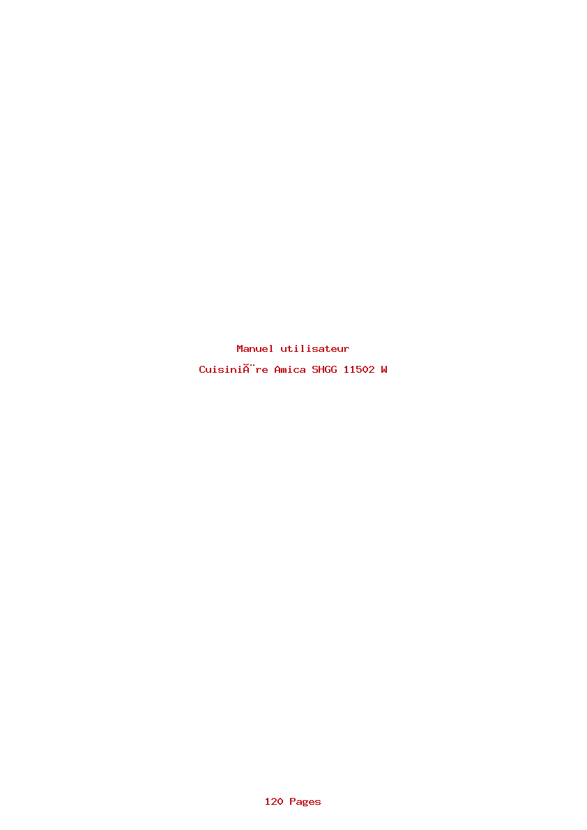 Page 1 de la notice Manuel utilisateur Amica SHGG 11502 W
