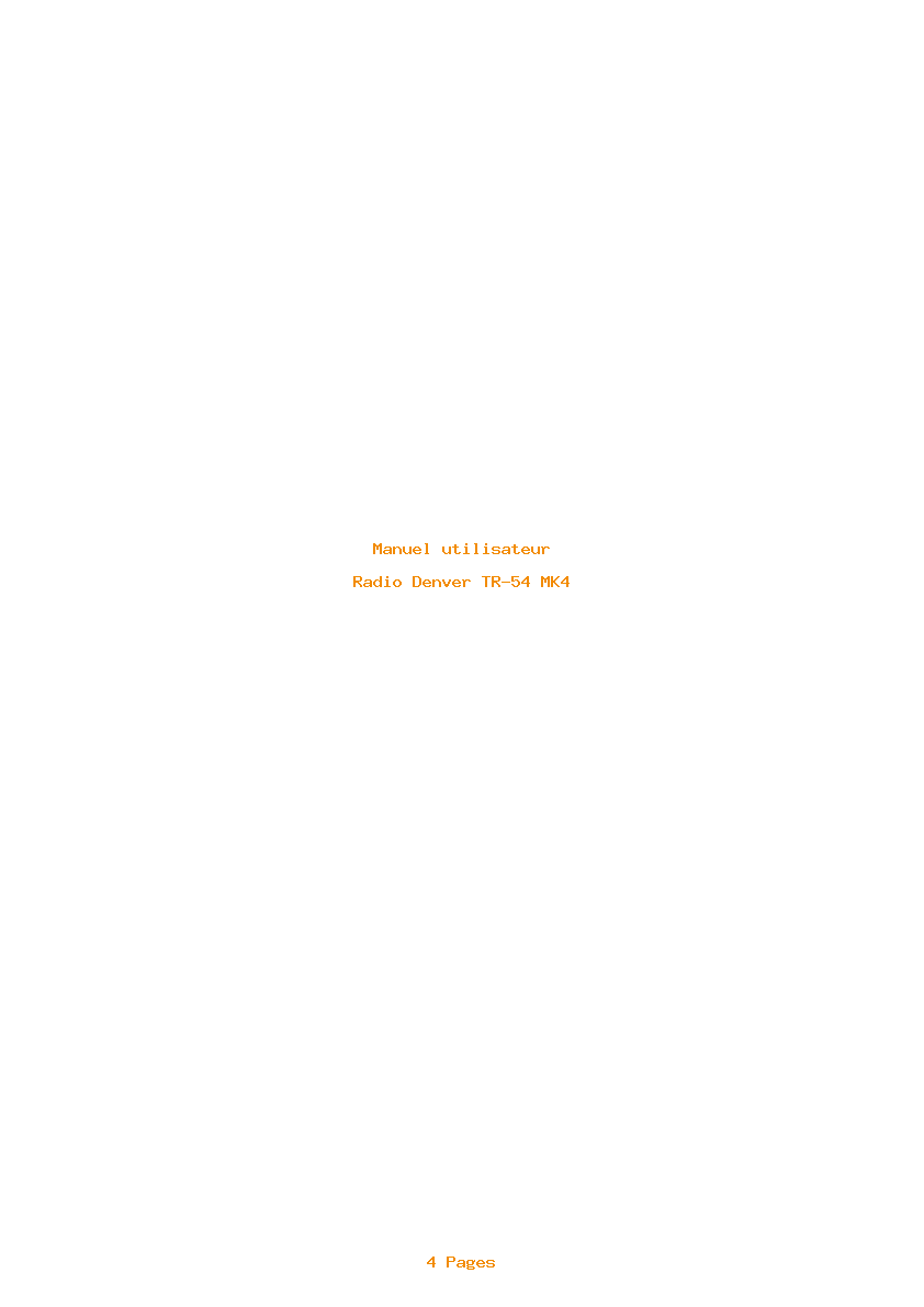 Page 1 de la notice Manuel utilisateur Denver TR-54 MK4