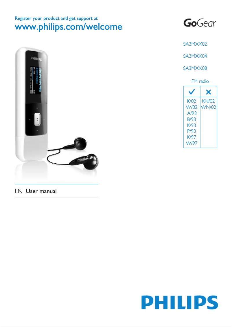 Image de la première page du manuel de l'appareil GoGear Mix SA3MXX04KA