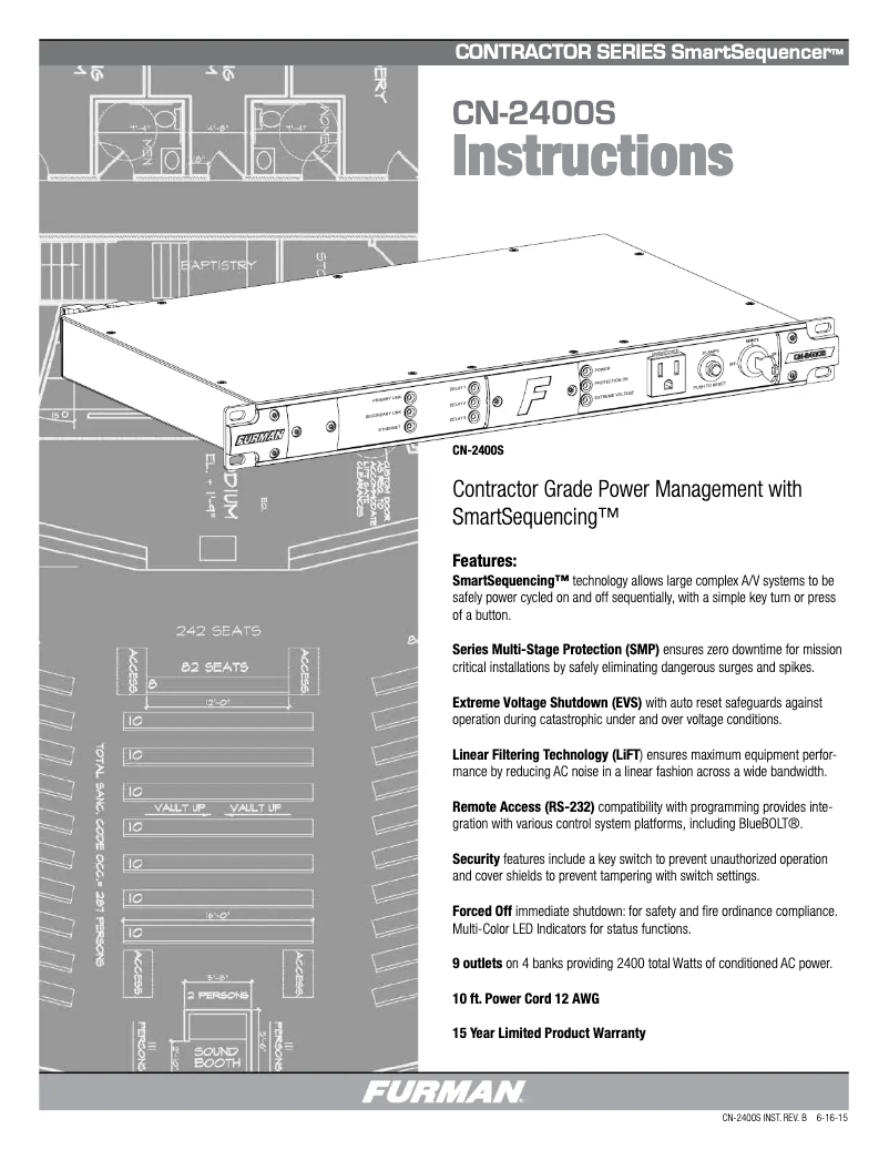 Page 1 de la notice Manuel utilisateur Furman CN-2400S