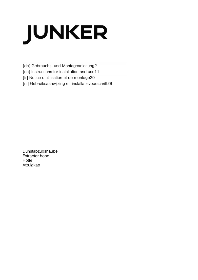 Page 1 de la notice Manuel utilisateur Junker JD66GW50