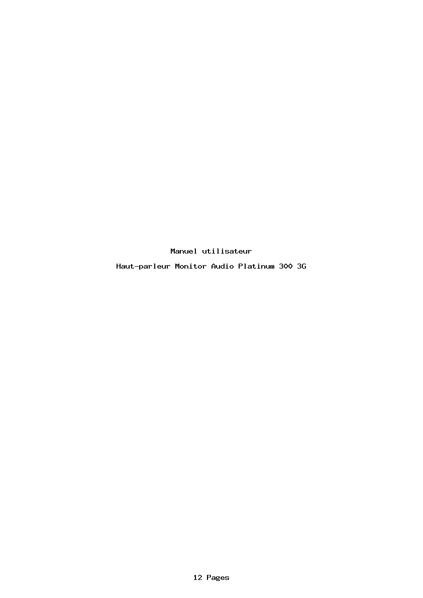 Page 1 de la notice Manuel utilisateur Monitor Audio Platinum 300 3G