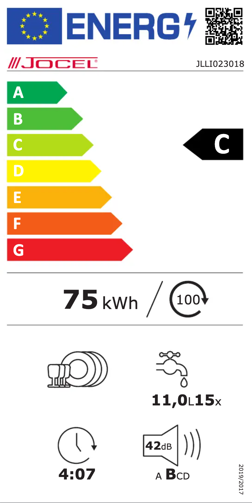 Page 1 de la notice Label énergétique Jocel JLLI023018