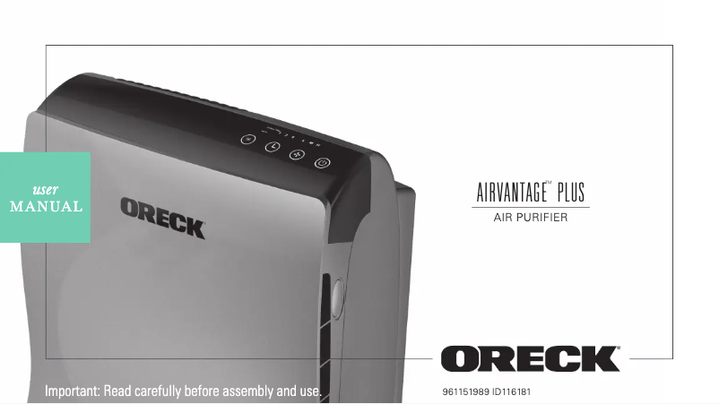 Page 1 de la notice Manuel utilisateur Oreck Airvantage Plus WK10052QPC