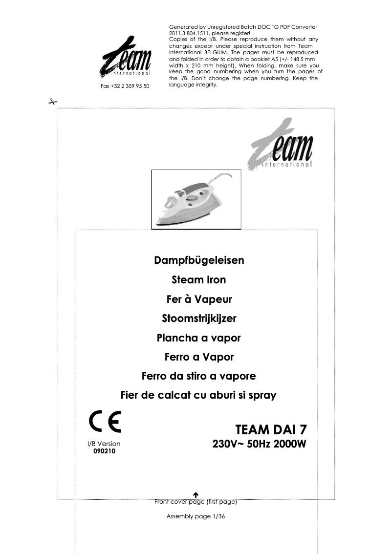 Página 1 del manual Manual de usuario Team DAI 7