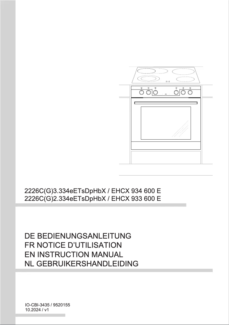 Page 1 de la notice Manuel utilisateur Amica EHCX 933 600 E