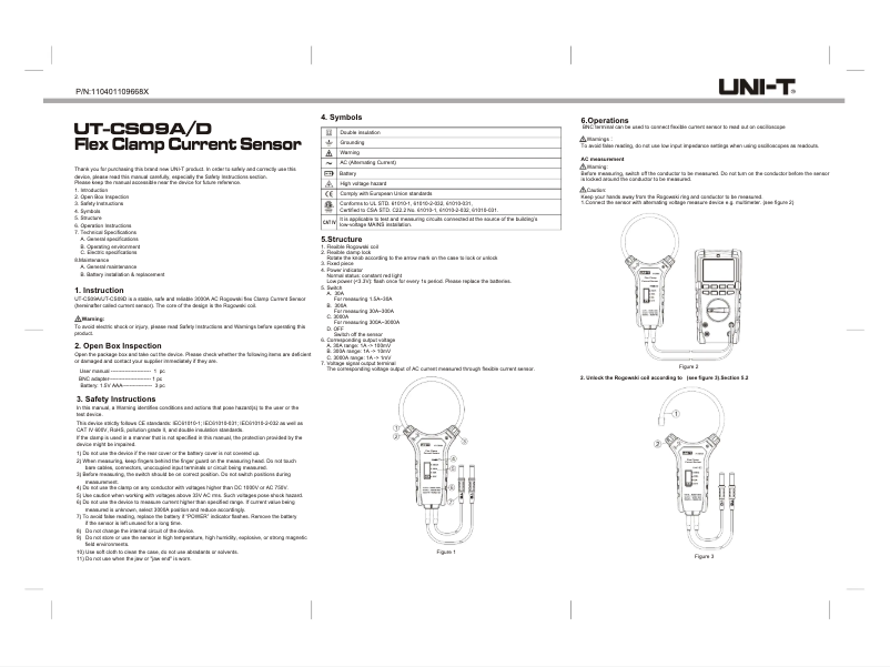 Image de la première page du manuel de l'appareil UT-CS09D