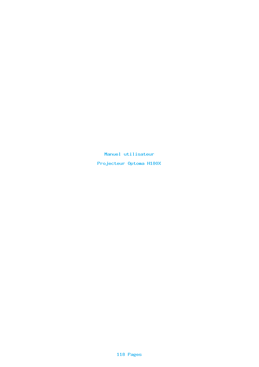 Page 1 de la notice Manuel utilisateur Optoma H180X