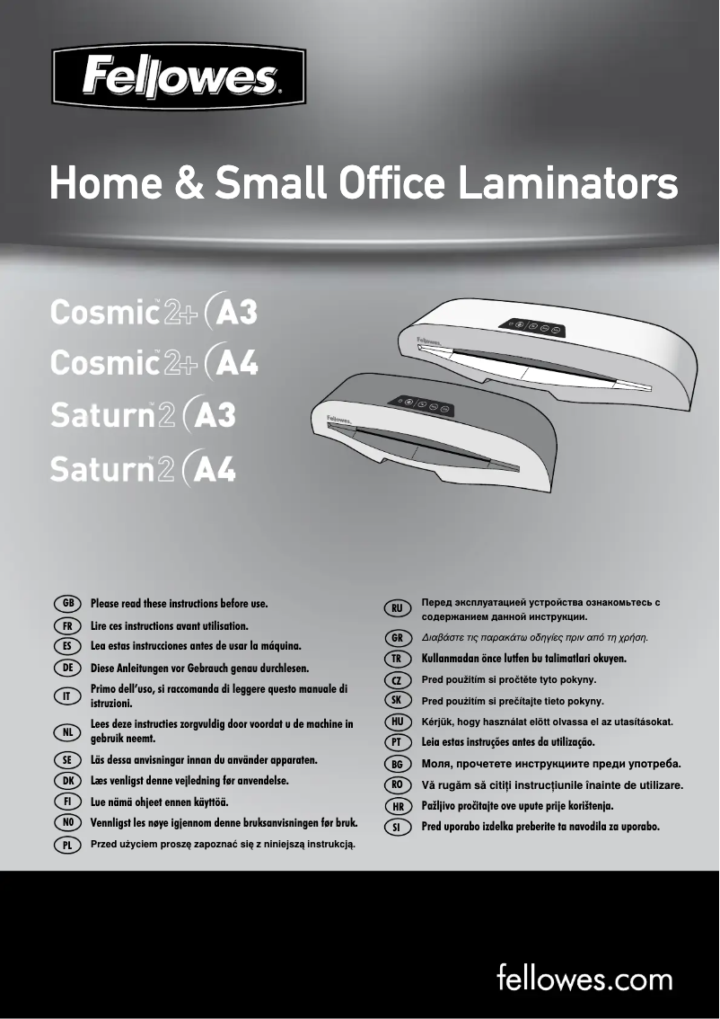 Page 1 de la notice Manuel utilisateur Fellowes Saturn 2 A3/125