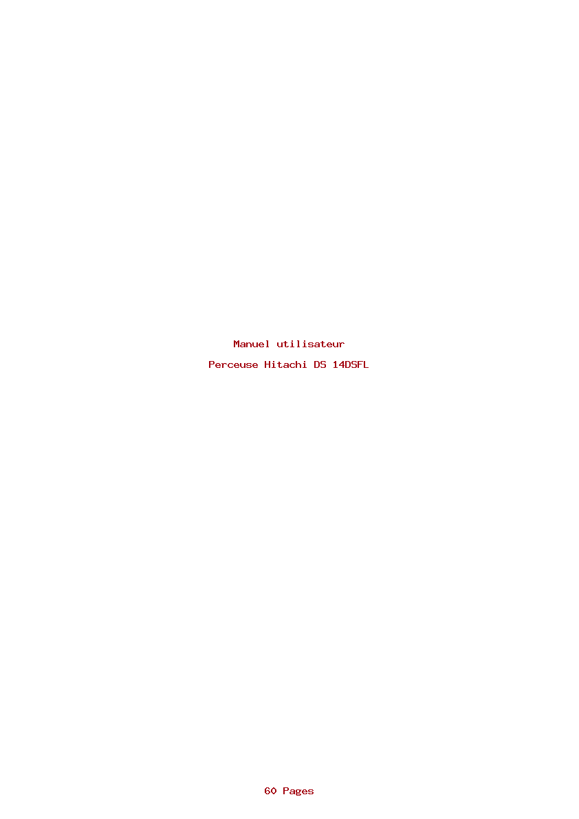 Page 1 de la notice Manuel utilisateur Hitachi DS 14DSFL