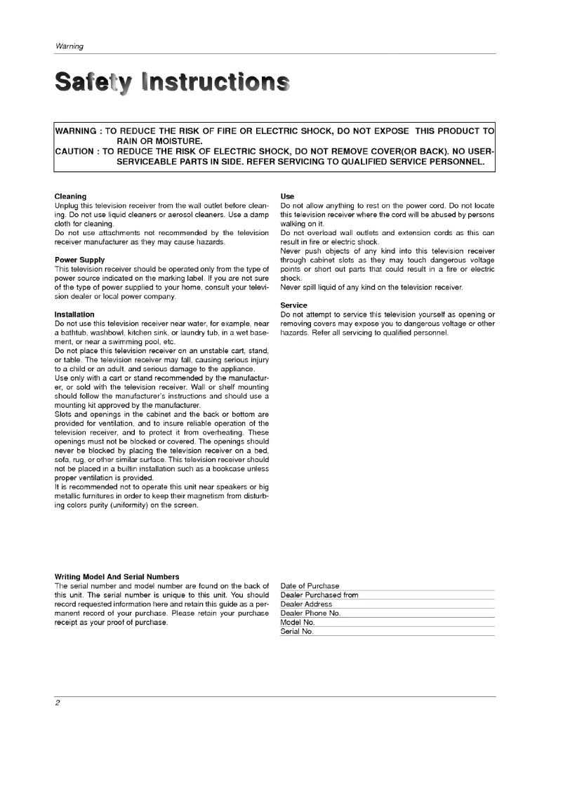 Page 1 de la notice Manuel utilisateur LG RM-20LA70