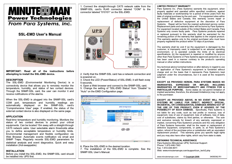 Página 1 del manual Manual de usuario Minuteman SSL-EMD