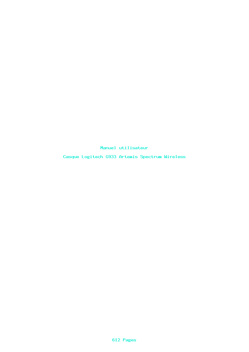 Page 1 de la notice Manuel utilisateur Logitech G933 Artemis Spectrum Wireless