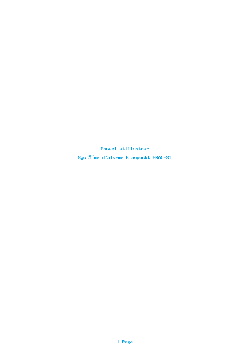 Page 1 de la notice Manuel utilisateur Blaupunkt SRAC-S1