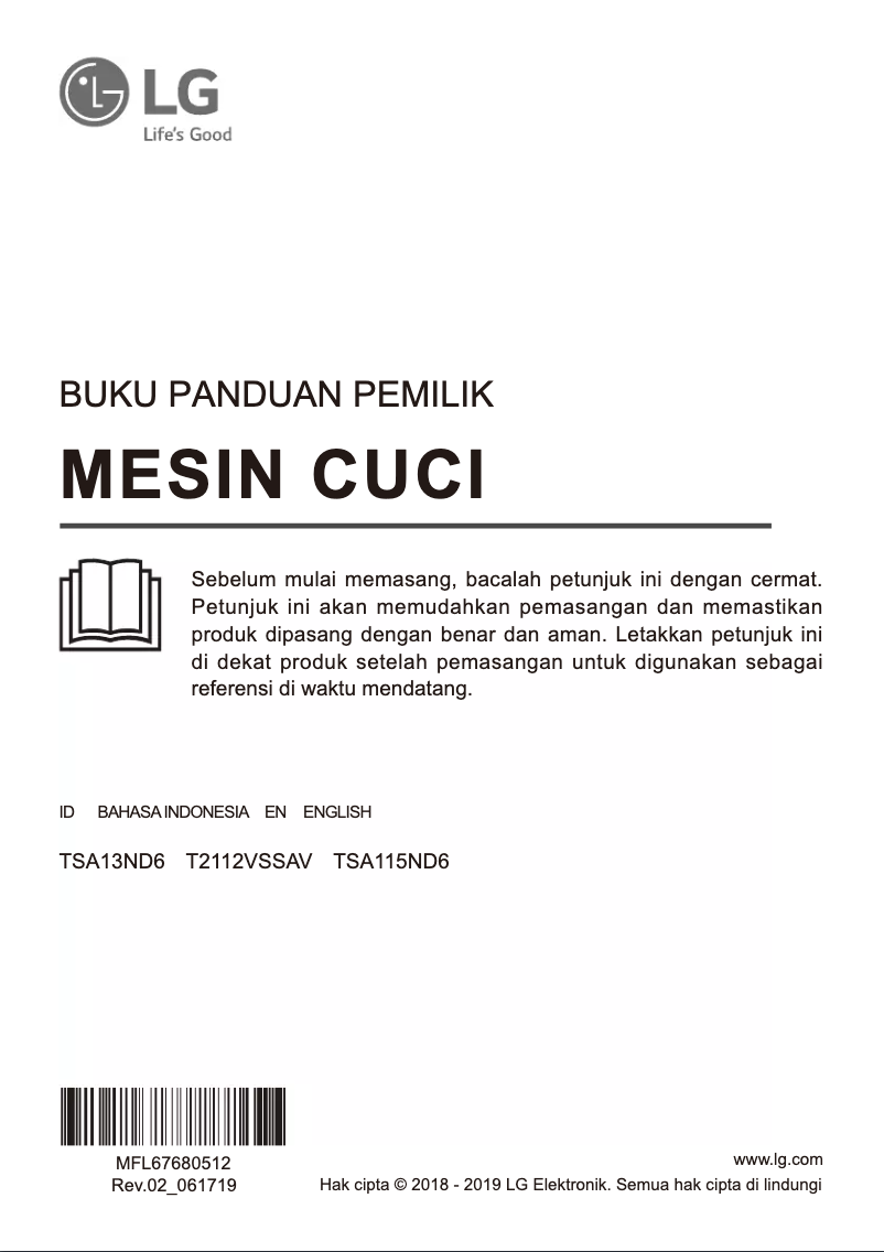 Page 1 de la notice Manuel utilisateur LG TSA115ND6