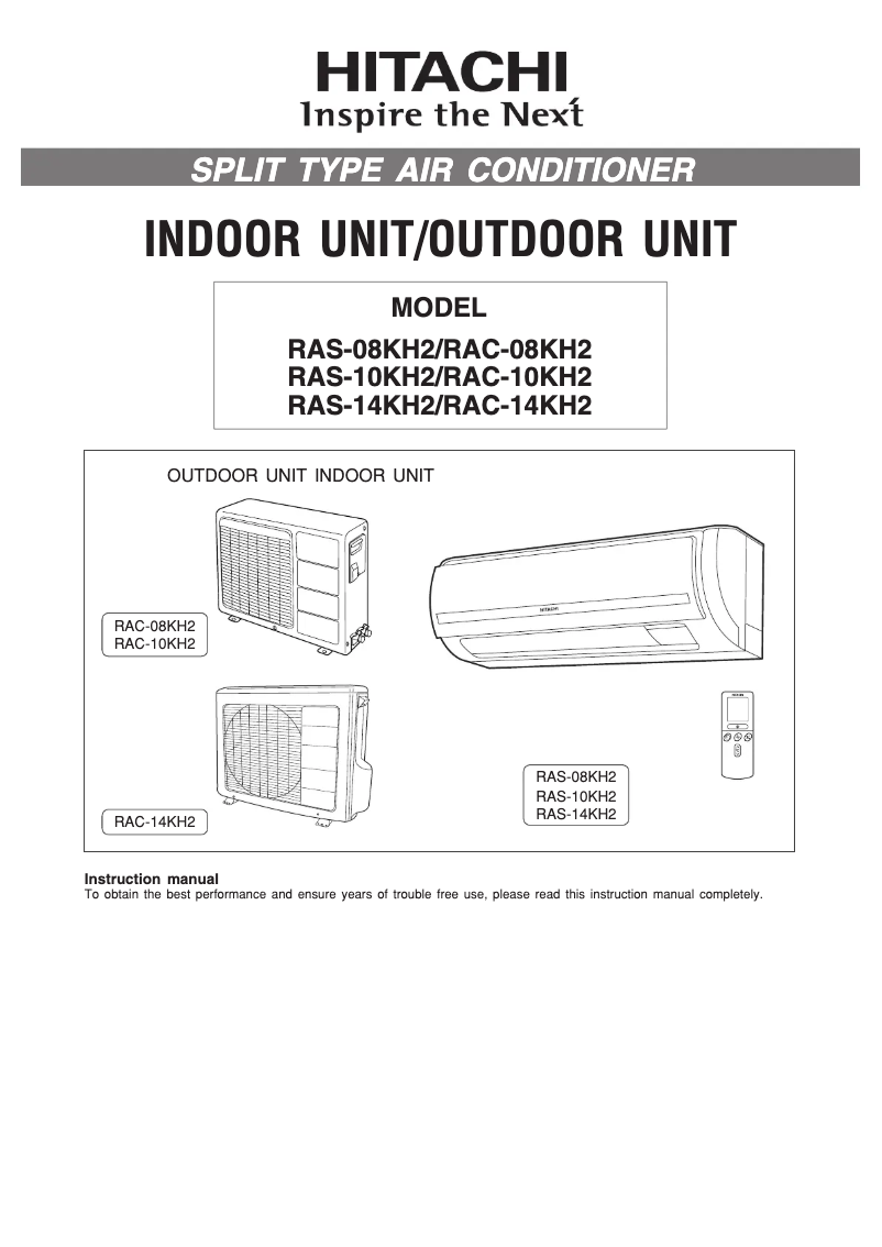 Page 1 de la notice Manuel utilisateur Hitachi RAS-10KH2