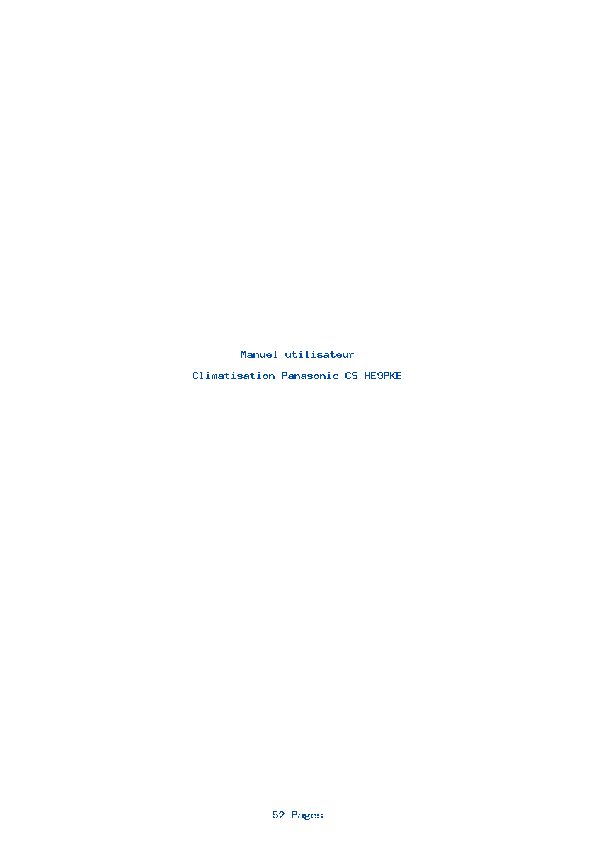 Page 1 de la notice Manuel utilisateur Panasonic CS-HE9PKE