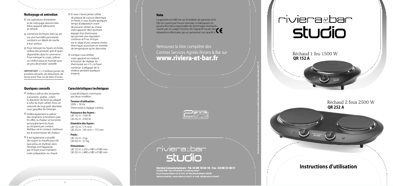 Page 1 de la notice Manuel utilisateur Riviera & Bar QR152A