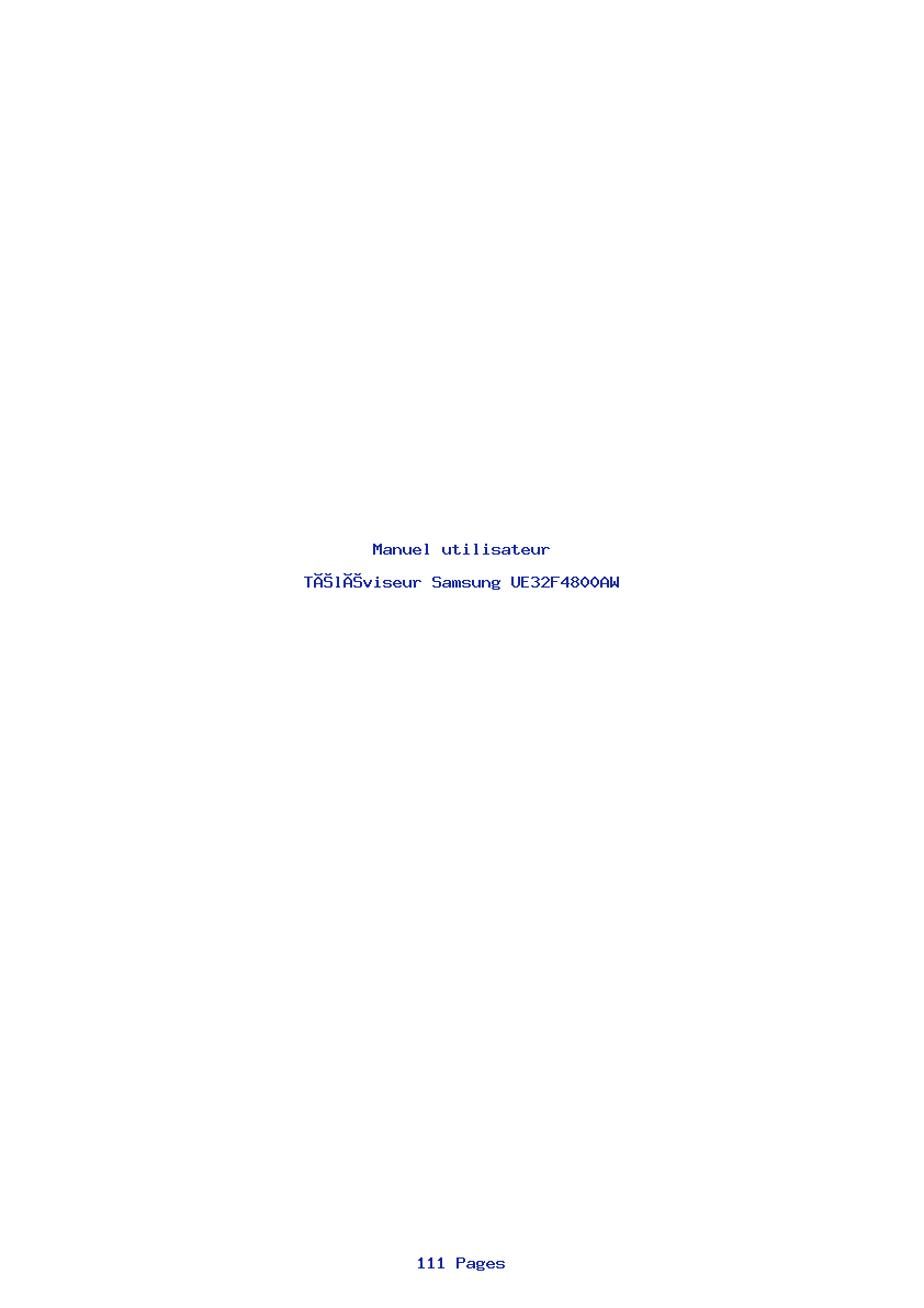 Page 1 de la notice Manuel utilisateur Samsung UE32F4800AW