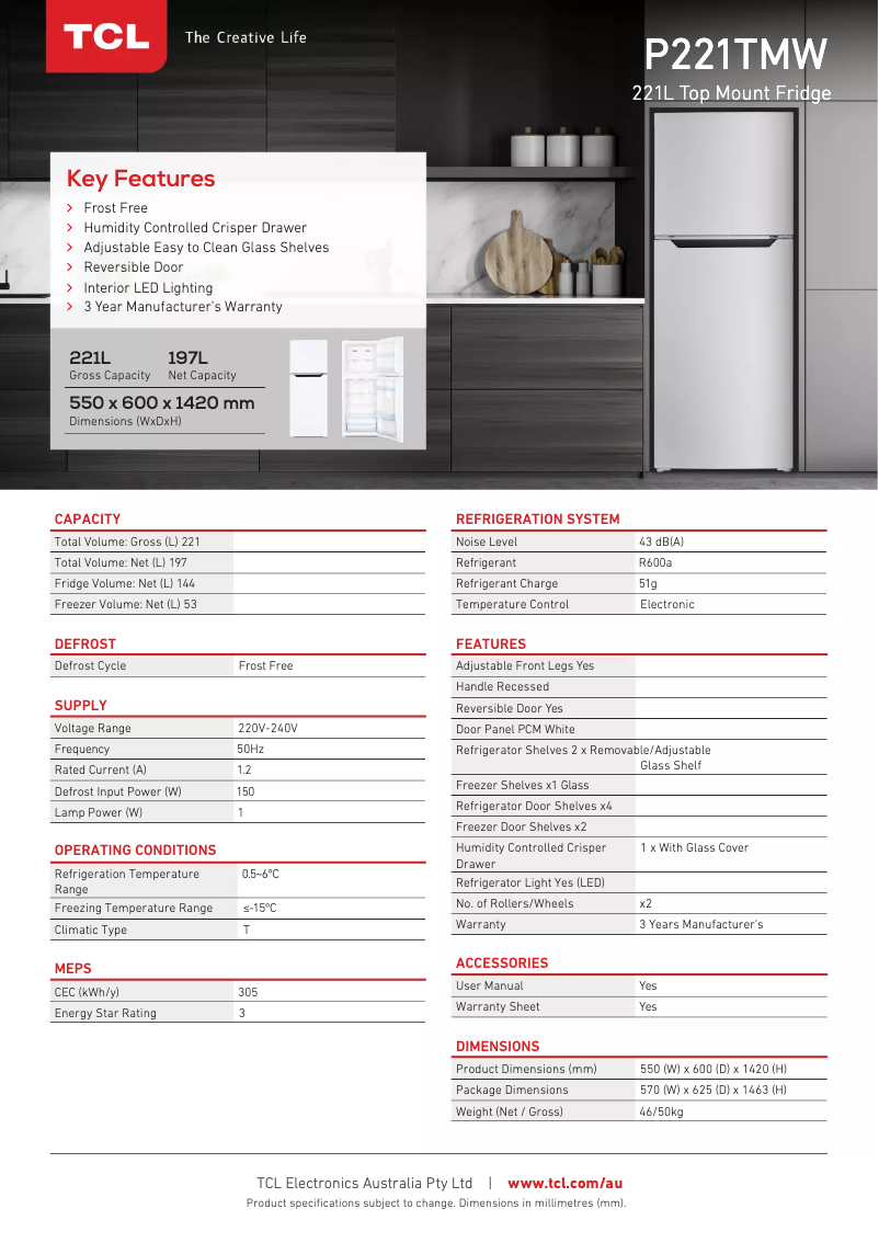 Page 1 of the manual User Manual TCL P221TMW