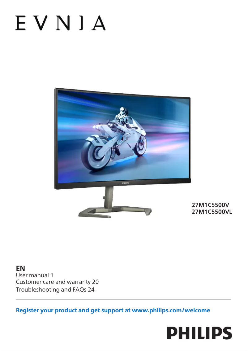 Page 1 de la notice Manuel utilisateur Philips Evnia 27M1C5500VL