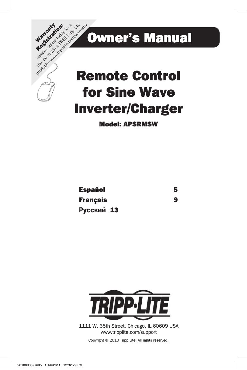 Página 1 del manual Manual de usuario Tripp Lite APSRMSW