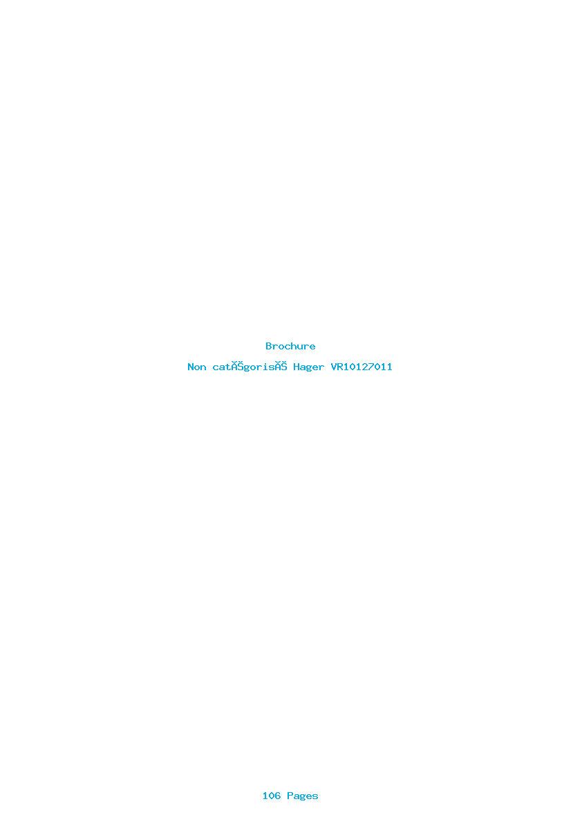 Page 1 de la notice Brochure Hager VR10127011