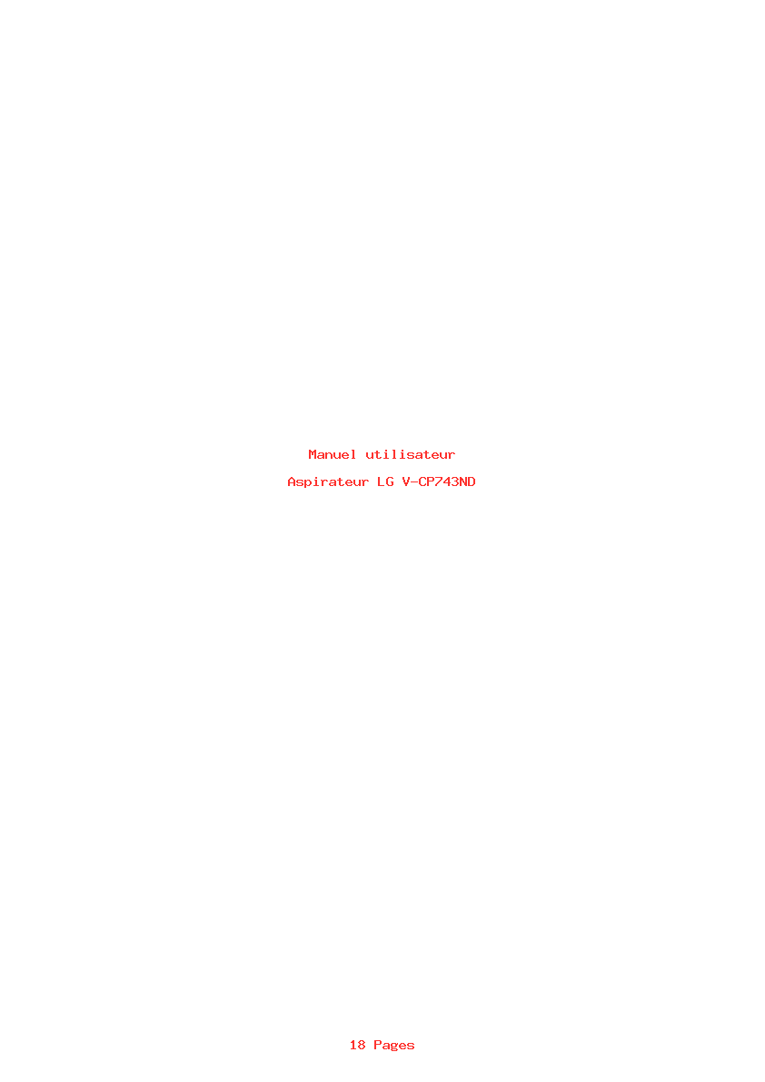 Page 1 de la notice Manuel utilisateur LG V-CP743ND