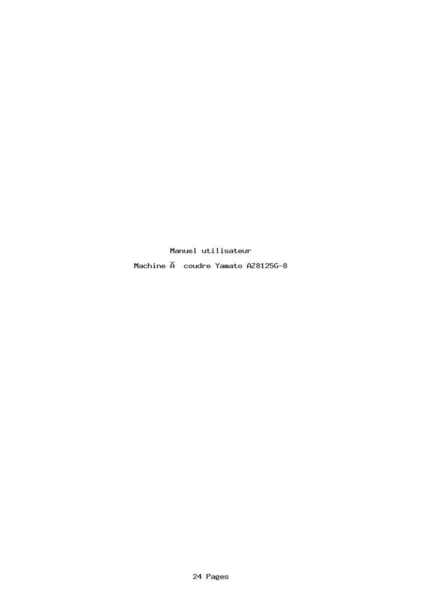 Page 1 de la notice Manuel utilisateur Yamato AZ8125G-8