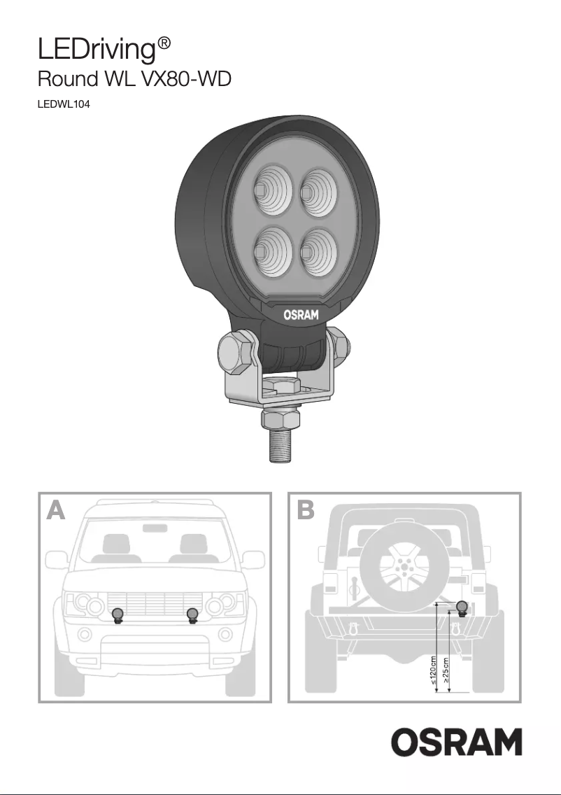 Page 1 of the manual Instructions / Assembly Osram LEDriving Round WL VX80-WD