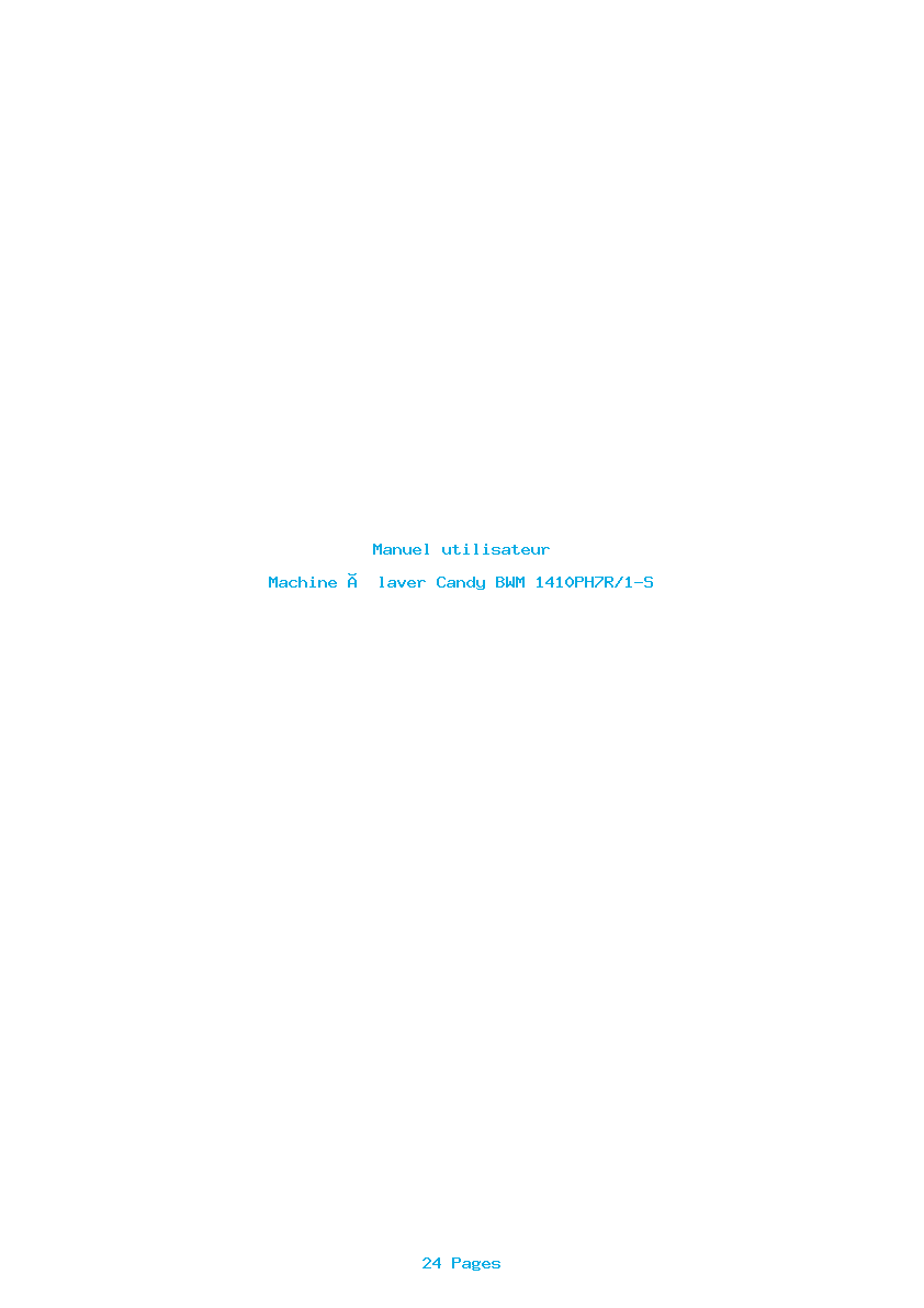 Page 1 de la notice Manuel utilisateur Candy BWM 1410PH7R/1-S