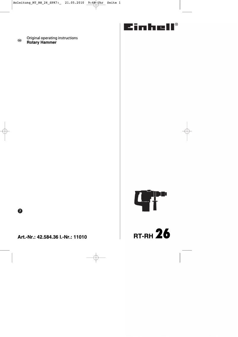 Página 1 del manual Manual de usuario Einhell RT-RH 26