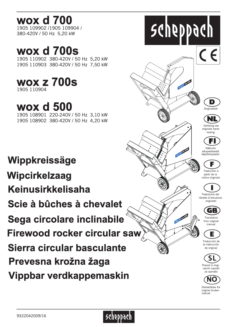 Page 1 de la notice Manuel utilisateur Scheppach D700S