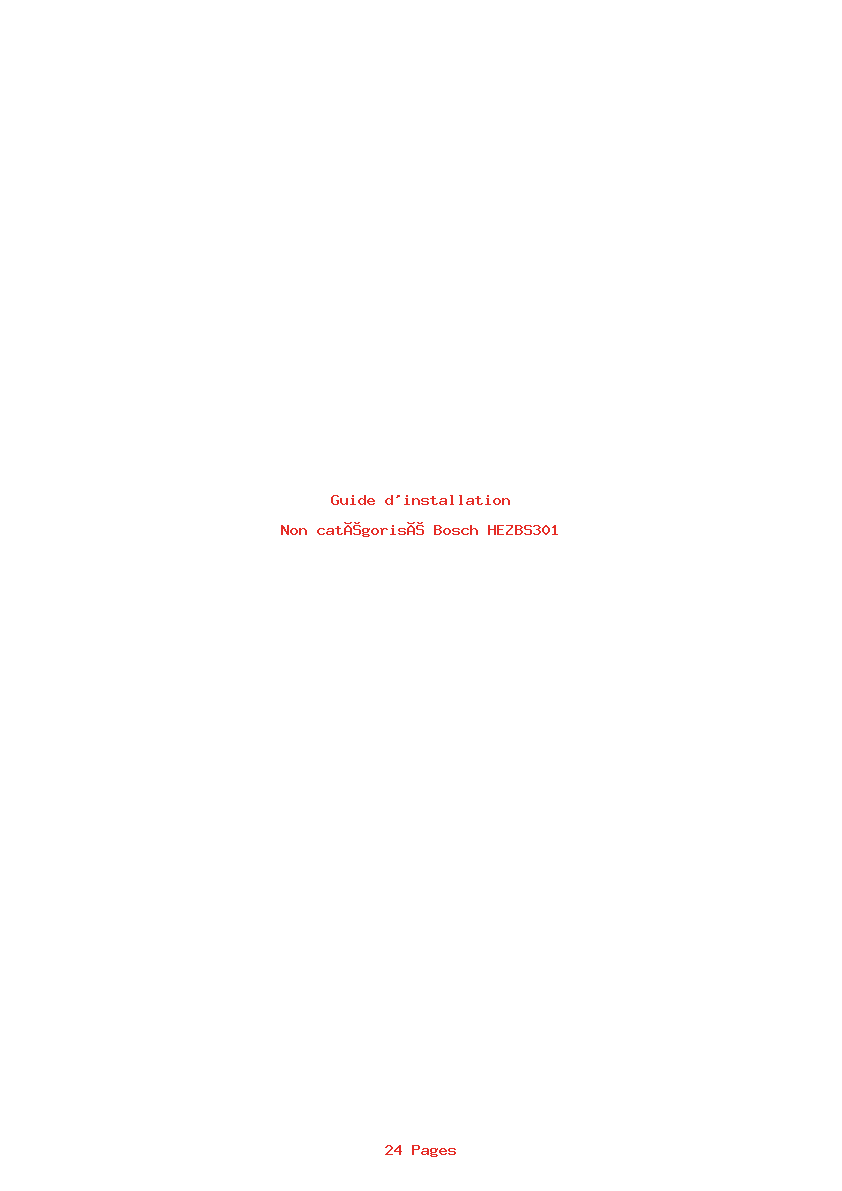 Page 1 de la notice Guide d'installation Bosch HEZBS301