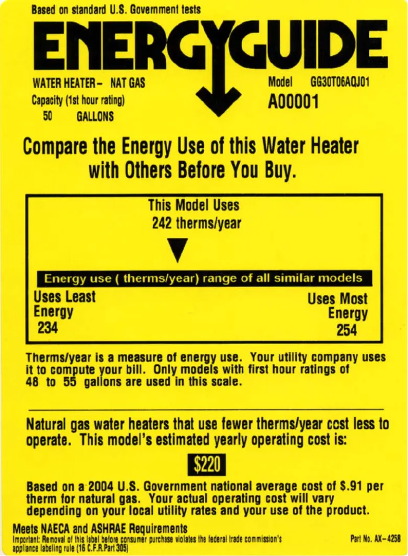Page n°1 - Label énergétique GE GG30T06AQJ01