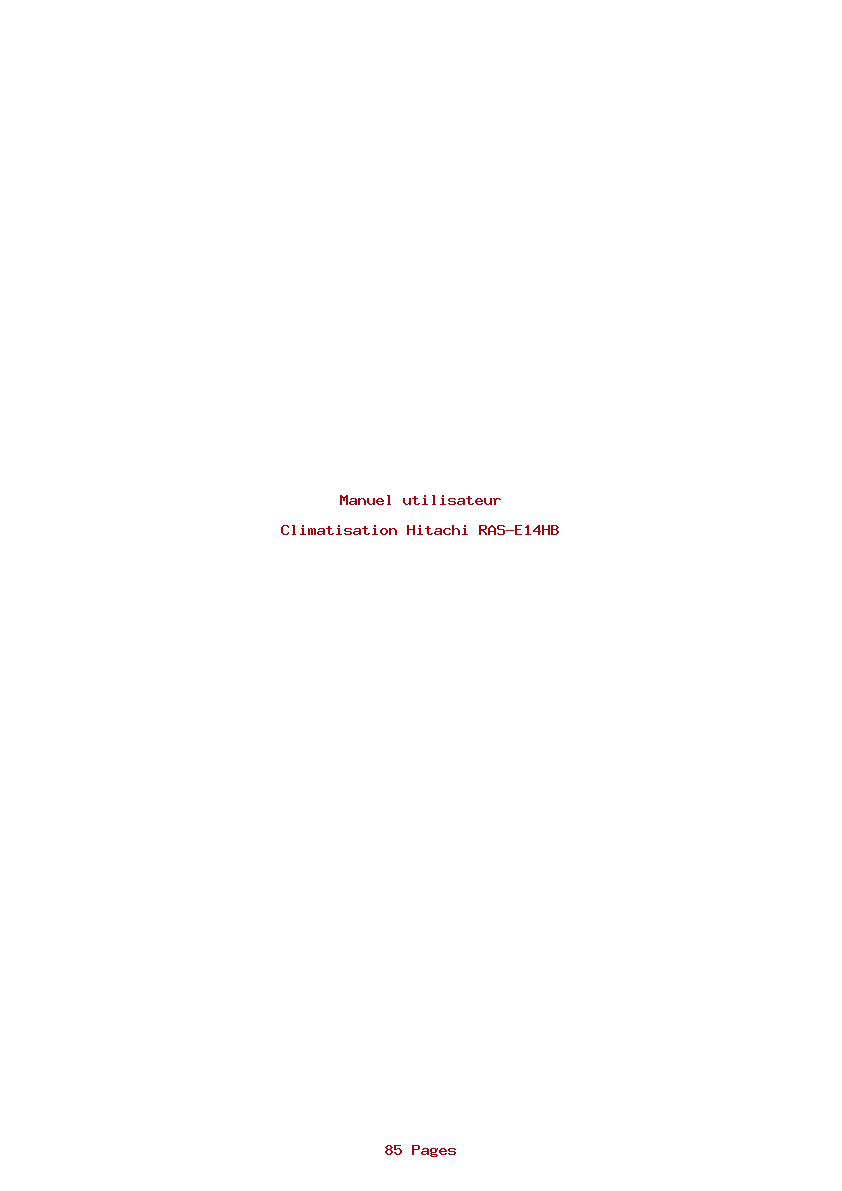Page 1 de la notice Manuel utilisateur Hitachi RAS-E14HB