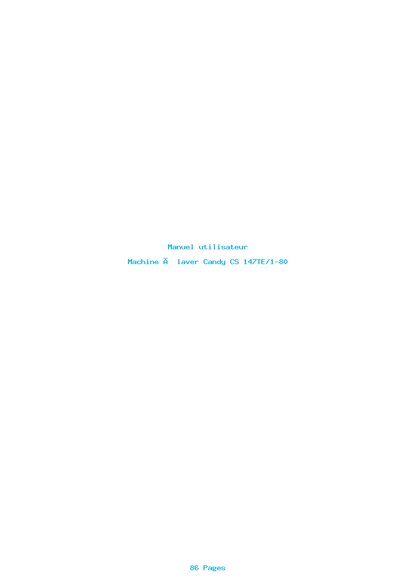 Page 1 de la notice Manuel utilisateur Candy CS 147TE/1-80